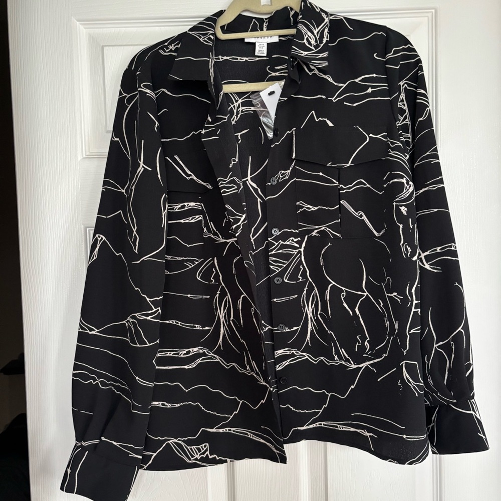 Topshop Monochrome Abstract Shirt